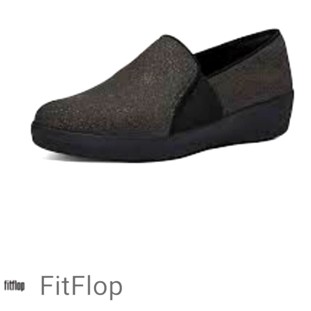 Fit Flop Veda Me3talloc Gray Black Slip On Sneaker Size 10 NEW NWT Style HR9-001